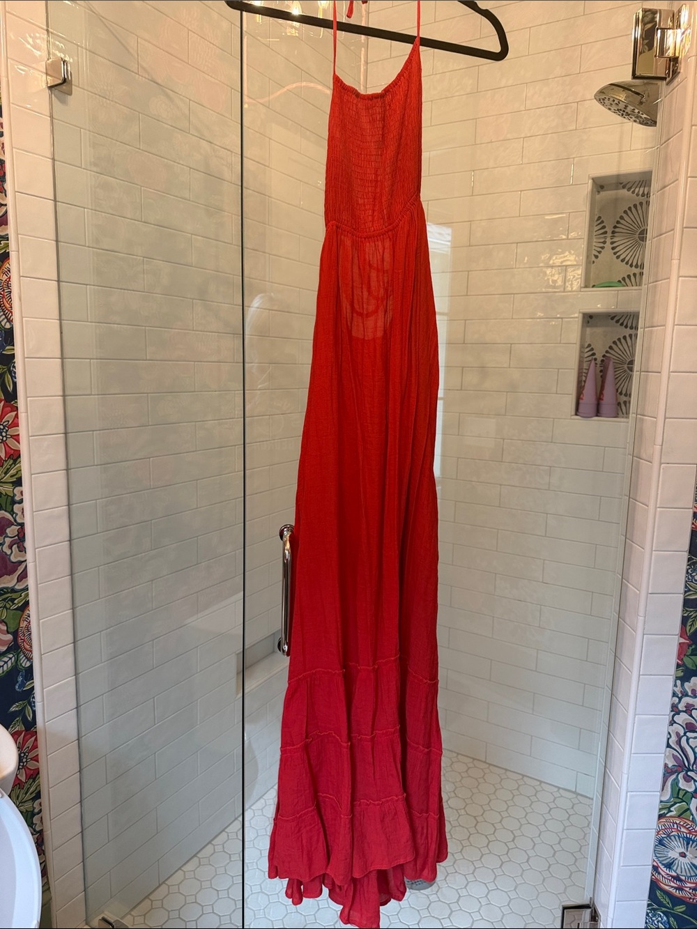 Deep orange Maxi Sundress with Spaghetti Straps